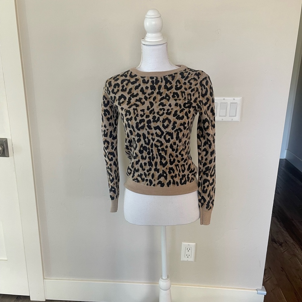 J. Crew Beige and Black Animal Print Sweater